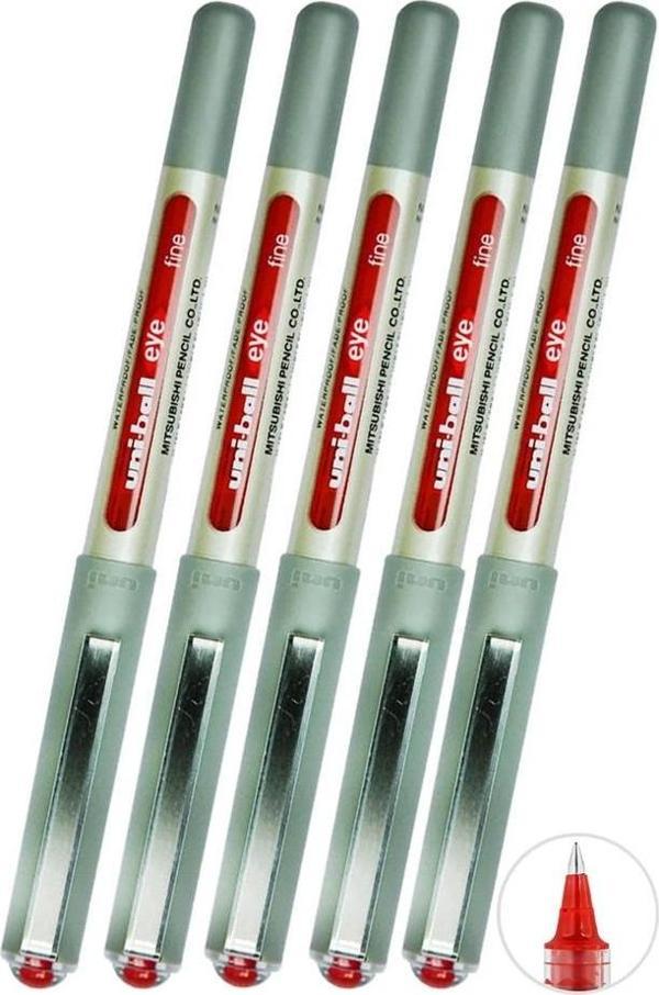 Kırmızı Pilot Kalem 5 Adet Uniball Eye Fine 0.7 mm Roller Pilot Kalem Ub-157 Roller Uçlu Likit Mürekkepli Pilot Kalem - Image 1