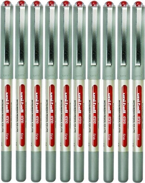 Kırmızı Pilot Kalem 10 Adet Uniball Eye Fine 0.7 mm Roller Pilot Kalem Ub-157 Roller Uçlu Likit Mürekkepli Pilot Kalem - Image 1