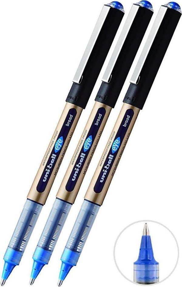 Mavi Pilot Kalem 3 Adet Uniball Eye Broad 1.0 mm Roller Pilot Kalem Ub-150-10 Roller Uçlu Likit Mürekkepli - Image 1