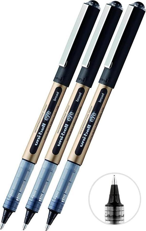 Siyah Pilot Kalem 3 Adet Uniball Eye Broad 1.0 mm Roller Pilot Kalem Ub-150-10 Roller Uçlu Likit Mürekkepli - Image 1
