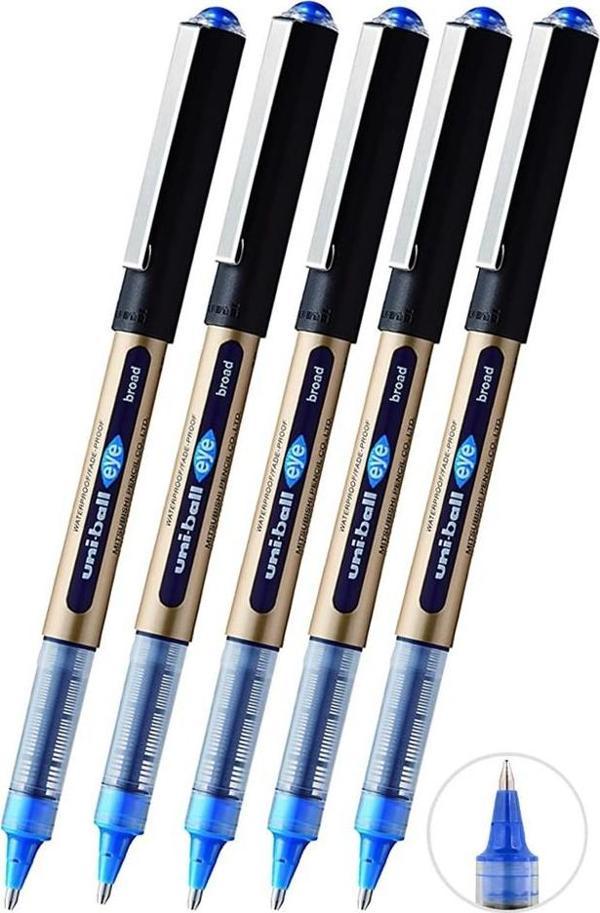 Mavi Pilot Kalem 5 Adet Uniball Eye Broad 1.0 mm Roller Pilot Kalem Ub-150-10 Roller Uçlu Likit Mürekkepli - Image 1