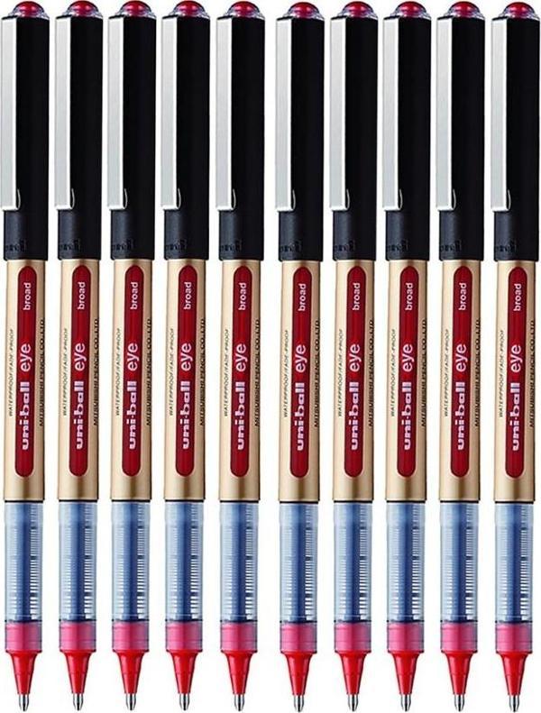 Kırmızı Pilot Kalem 10 Adet Uniball Eye Broad 1.0 mm Roller Pilot Kalem Ub-150-10 Roller Uçlu Likit Mürekkepli - Image 1