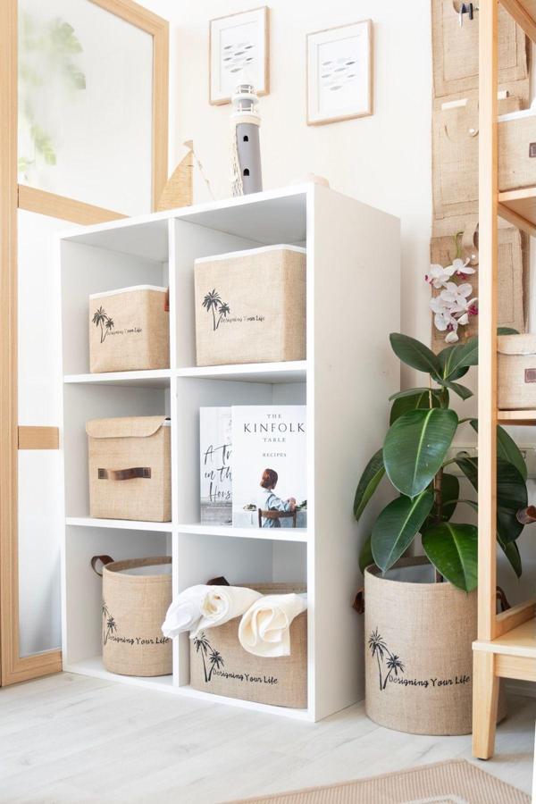 2'li Set Jüt Dolap İçi Organizer Takı, Makyaj, Banyo, Ofis Düzenleyici Saklama Kutusu 30x30x30 - Image 1