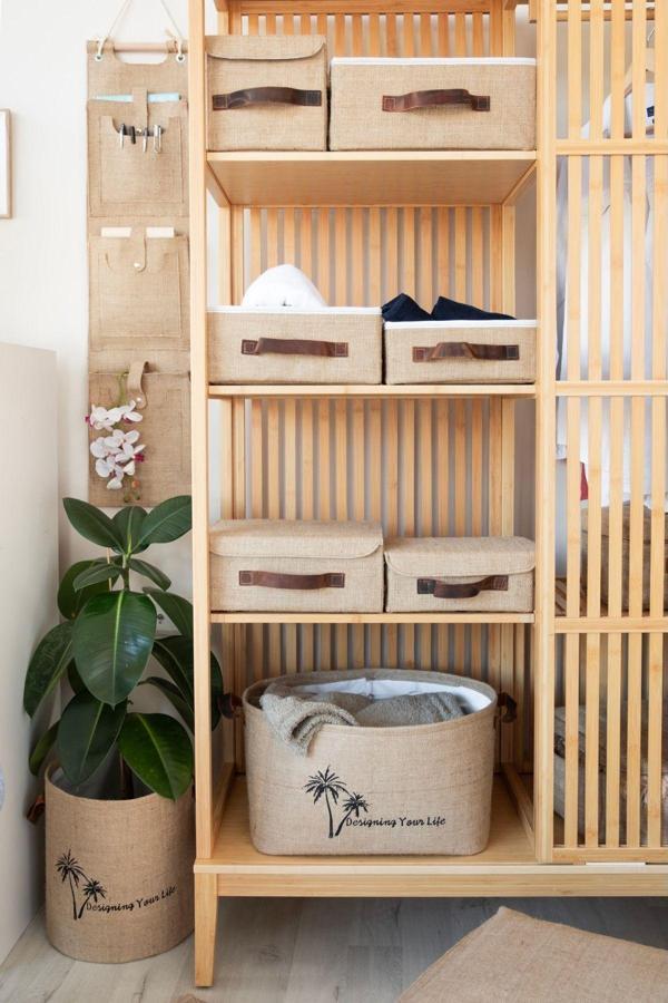 2'li Set Jüt Kapaklı Dolap İçi Organizer Takı, Makyaj, Banyo, Ofis Düzenleyici Saklama Kutusu - Image 1