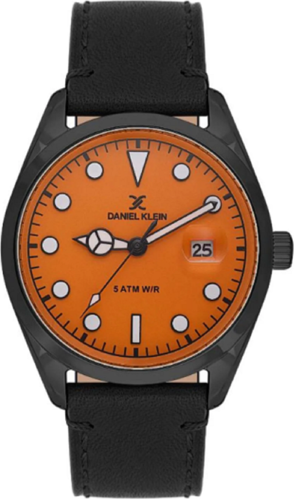 Daniel Klein Dk.1.13836-6 Deri Kordonlu Takvimli Siyah Erkek Kol Saati-DK148. - Image 1