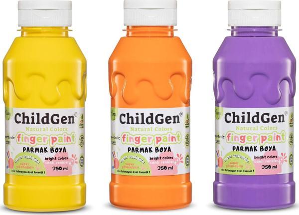 ChildGen Süper Yıkanabilir 3'lü Parmak Boya Seti (3x350ml) (Turuncu-Sarı-Mor) - Image 1