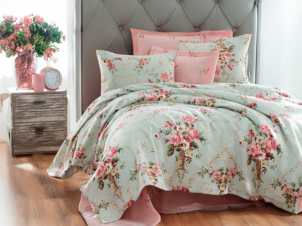 Doğal Pike Baskılı King 240x230cm Alanur Mint - Image 1
