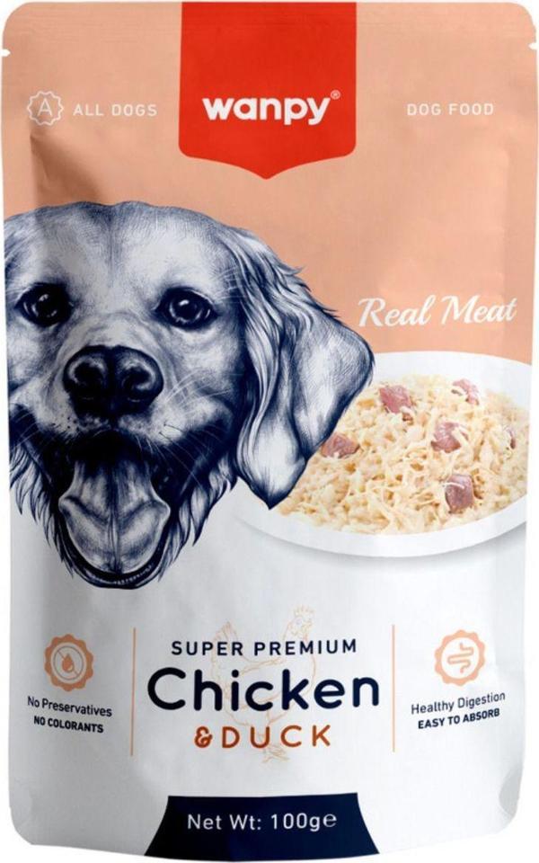 Wanpy 100g Pouch Tavuk&Ciğer Yaş Köpek Maması 12 Adet - Image 1