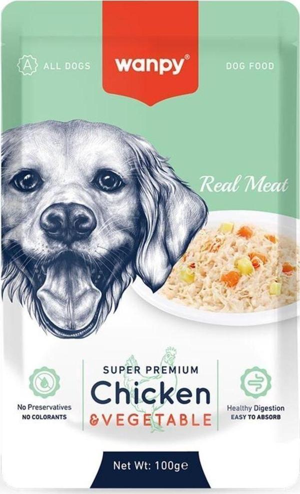 Wanpy 100g Pouch Tavuk&Sebze Yaş Köpek Maması 12 Adet - Image 1