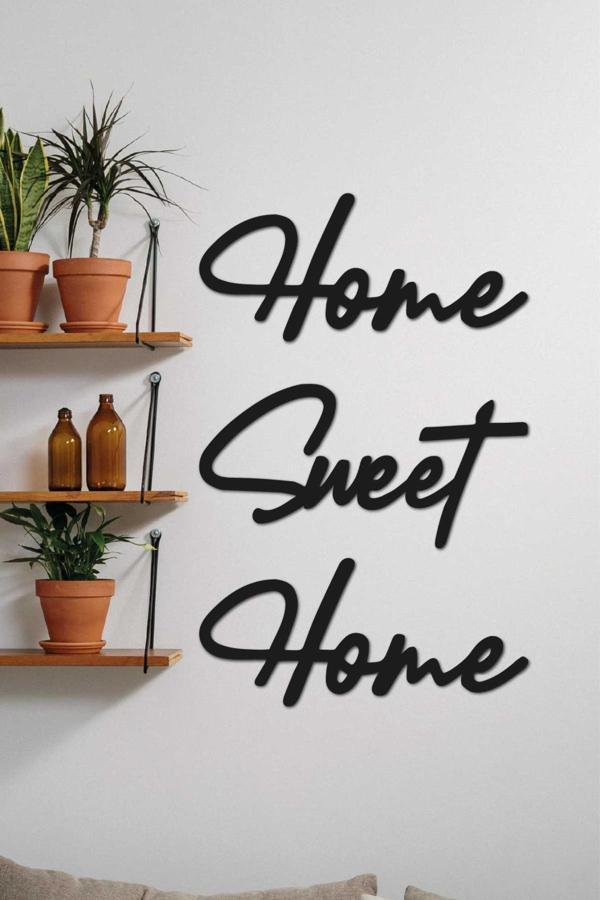 Home Sweet Home Duvar Tablosu Dekoratif Ahşap Tablo Kapı Süsü - Image 1