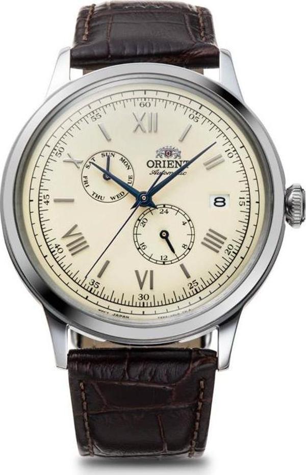 Orient Kurmalı Otomatik Deri Kahverengi Kristal Mineral Cam 41 mm Erkek Kol Saati - Image 1