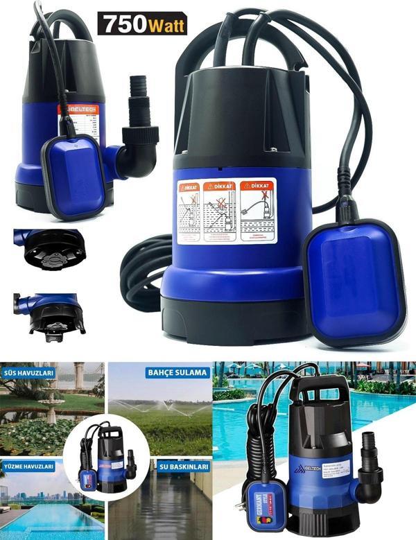  2in1 Kombine Dalgıç Pompa QSB750 İbeltech 750W Plastik Gövdeli Kirli ve Temiz Su Dalgıç Pompası - Image 1