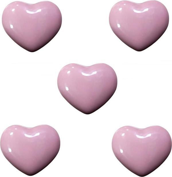 5 Adet Tomurcuk Porselen Çocuk Odası Pembe Kalp Mobilya Kulp - Image 1