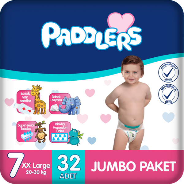 Paddlers Bebek Bezi 7 Numara XX-Large 32 Adet (20-30 Kg) Jumbo Paket - Image 1