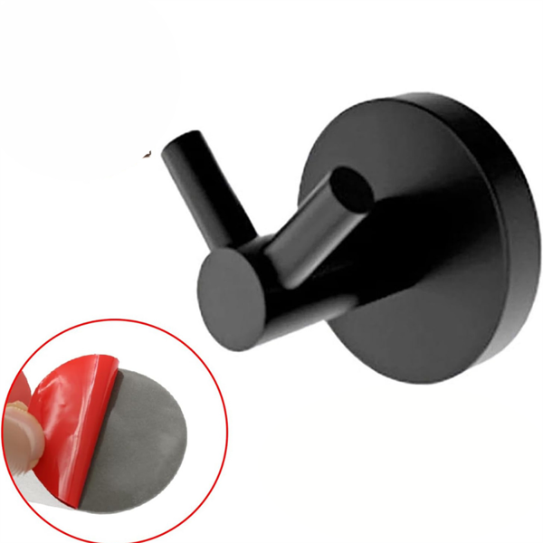 Metal Çatal Siyah Yapışkanlı Askılık Kapı Arkası Bornoz Askılığı Mutfak Askı Banyo Askılık - Image 1