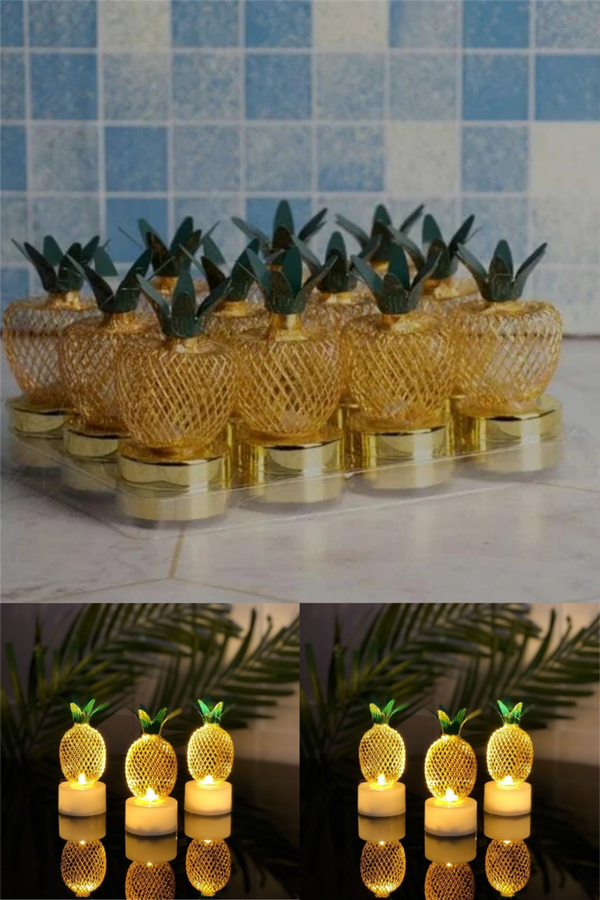 Meyve Desenli Sarı Metalik Mini Dekoratif Lamba - Image 1