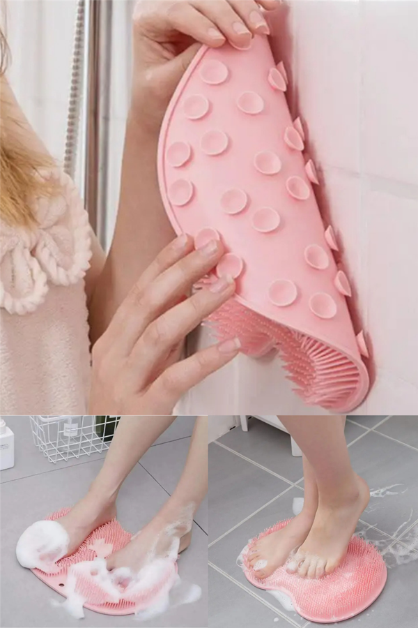 Vantuzlu Silikon Banyo Fırçası Ayak Masaj Pedi Sırt Kesesi Vücut Yıkama Lifi - Image 1