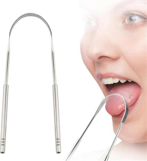 Dil Temizleme Dil Temizleyici Metal Hijyenik Saglam Saplı Paslanmaz Çelik Dil Sıyırıcı - Image 1