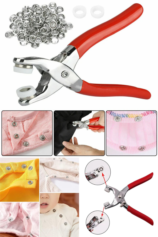 200 adet Paslanmaz Çelik Çıtçıt ve Pense Seti Metal Çıt Çıt Makinesi - Image 1