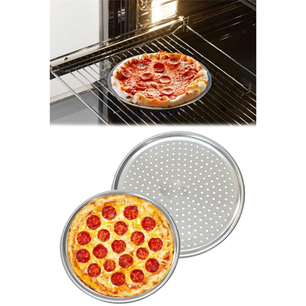 28 cm Pizza Ve Lahmacun Tepsisi Delikli Paslanmaz Çelik Tepsi Pizza Lahmacun Pide Tepsisi - Image 1