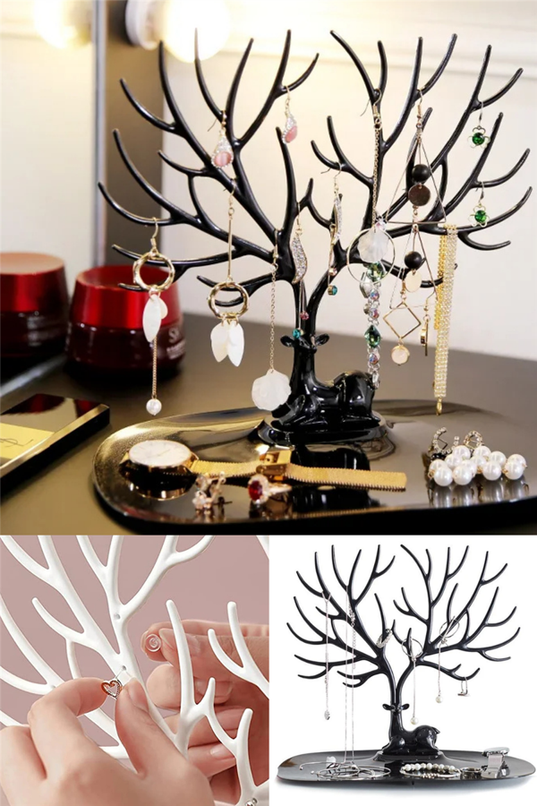 Geyik Tasarımlı Takı Standı Yüzük Küpe Kolye Askılığı Mücevher Organizer Askı - Image 1