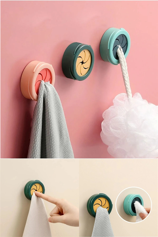 4'Lü Yapışkanlı Havlu Askısı Bez Tutucu Mutfak Banyo Lavabo Organizeri Pembe - Image 1