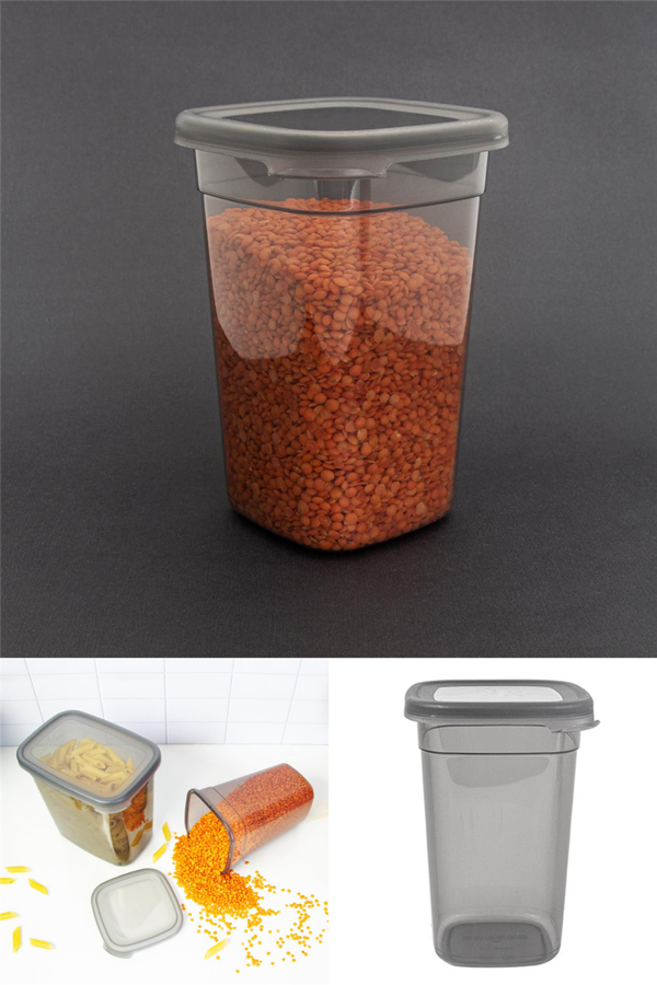 6 Adet 12 Parça 1,1 Litre Kare Erzak Bakliyat Saklama Kabı Seti Baharatlık - Image 1