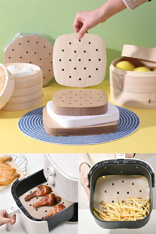 Airfryer Delikli Pişirme Kağıdı 100 Adet Hava Fritözü Kare Model Pişirme Kağıdı Airfryer Fritöz - Image 1