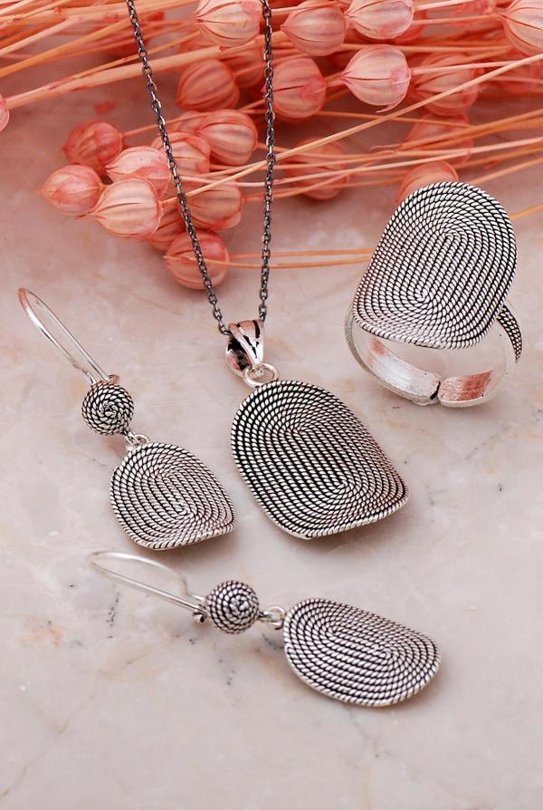 Telkari Oval Elişi Gümüş Set 01 - Image 1