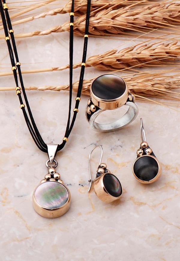SEDEF TAŞLI TASARIM EL YAPIMI GÜMÜŞ SET 1107 - Image 1