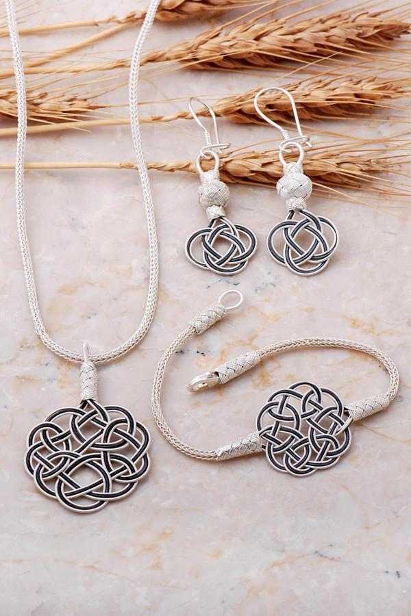 Aşk Düğümü Kazaziye El Sarması Gümüş Set 1409 - Image 1