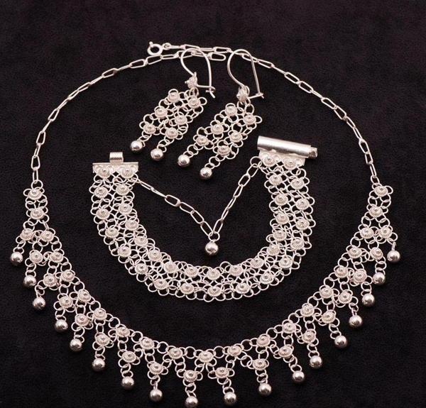 Yöresel Akıtma Kişniş Telkari Gümüş Set 1505 - Image 1