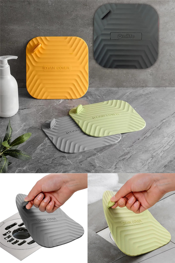 Siyah Renk Kare Kötü Koku Önleyici Silikon Mat Banyo Mutfak Lavabo Balkon Gider Tıpası Kapağı - Image 1