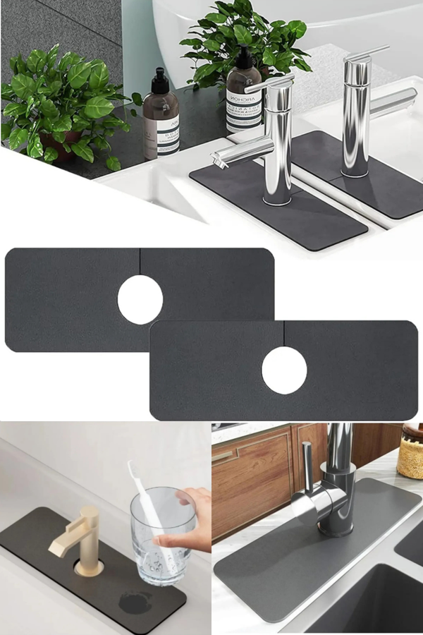 Su Emici Sihirli Lavabo Kenar Matı 38x14cm Mutfak Banyo Musluk Kenarı Matı - Image 1