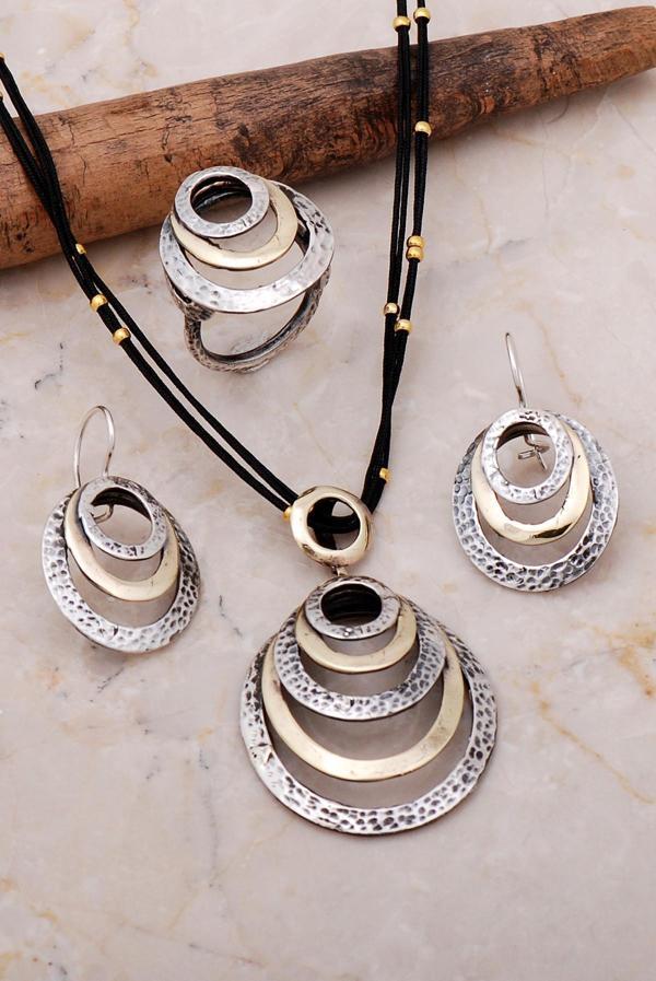Dövme Elişi Tasarım Gümüş Halka Set 2157 - Image 1