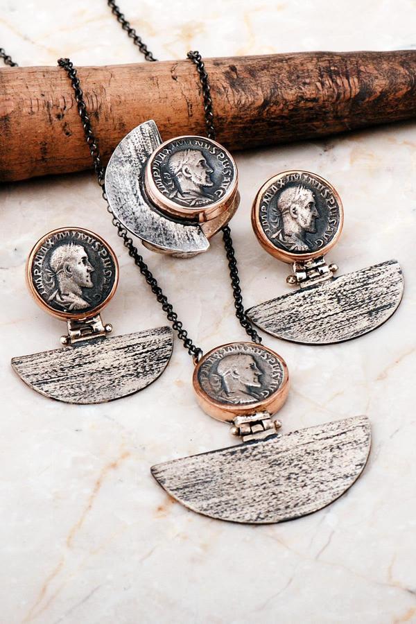 Antik Para Tasarım Elişi Gümüş Set 2265 - Image 1