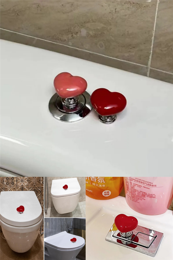 Klozet Basma Buton Düğmesi Kulp, Kalp Klozet Kapağı Kulpu Şifon Tuşu - Image 1