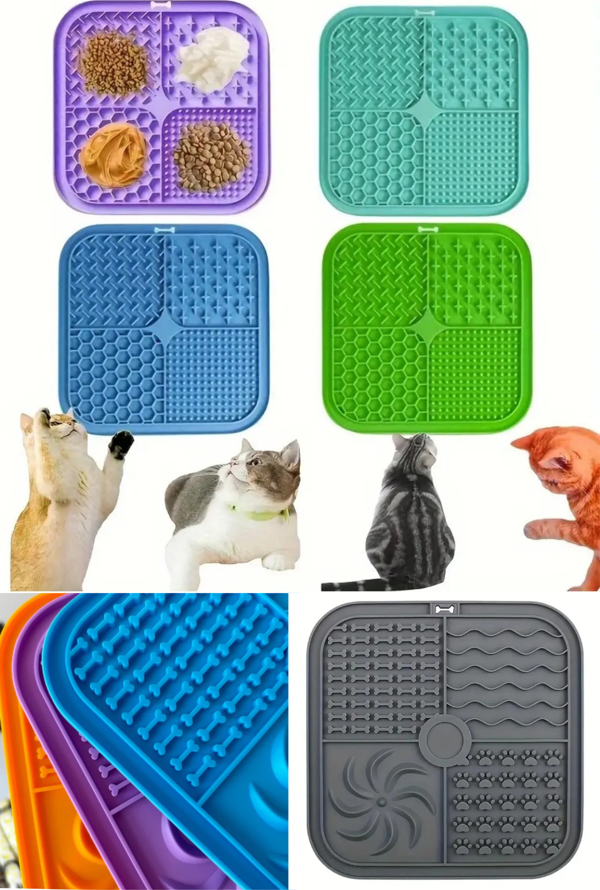 Köpek ve Kedi İçin Yavaş Yeme Kabı ve Yalama Matı Gıda Katı ve Cıvık Silikon Yeme Matı - Image 1