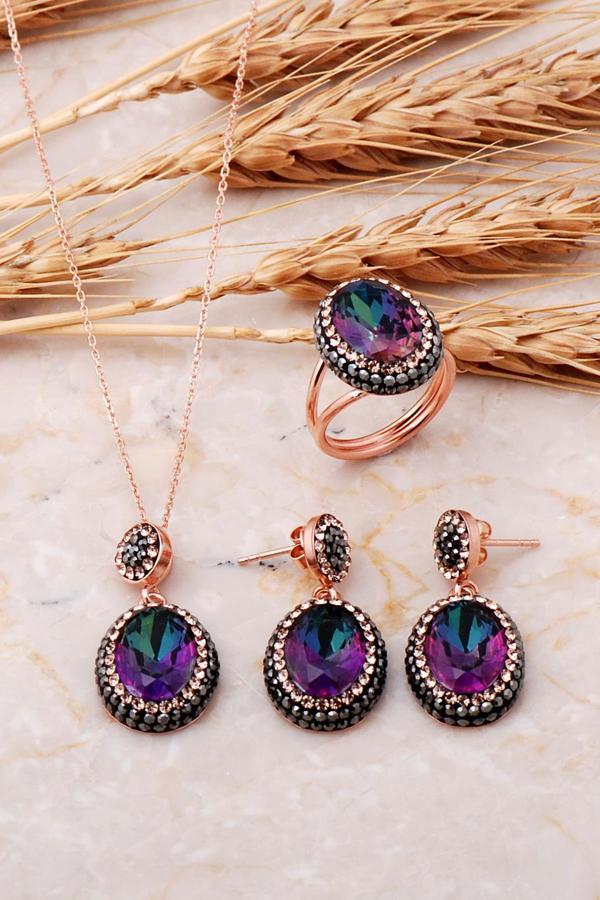 Mistik Topaz Rose Gümüş Set 2534 - Image 1