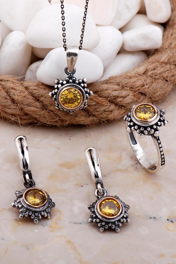 Topaz Taşlı Gümüş Set 2571 - Image 1