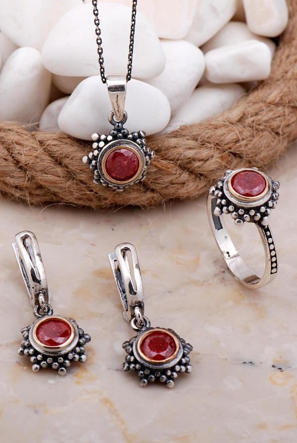 Opal Taşlı Gümüş Set 2572 - Image 1