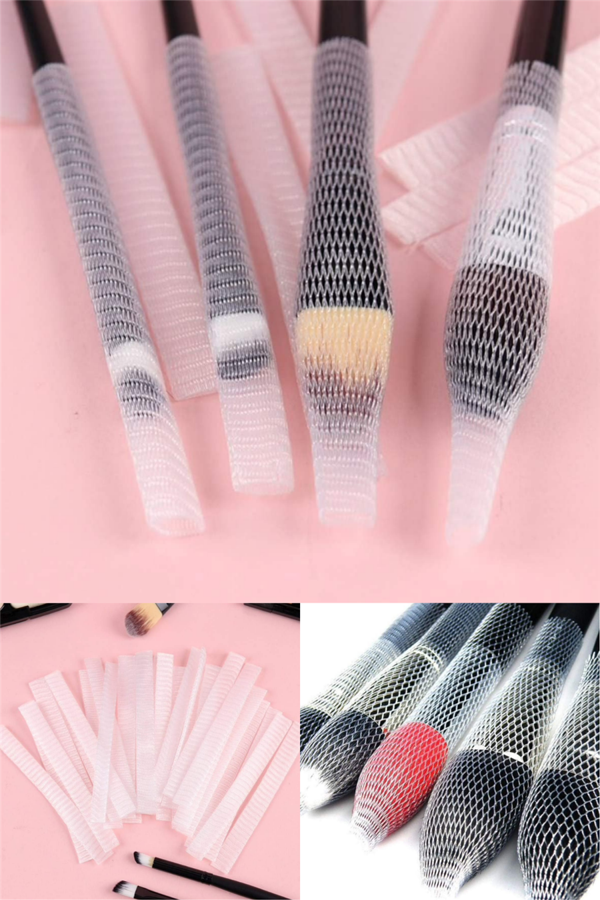 Makyaj Far Allık Kontür Eyeliner Fırça Koruyucu Set Esnek File Kapak Örgü Kılıf Seti 20li - Image 1