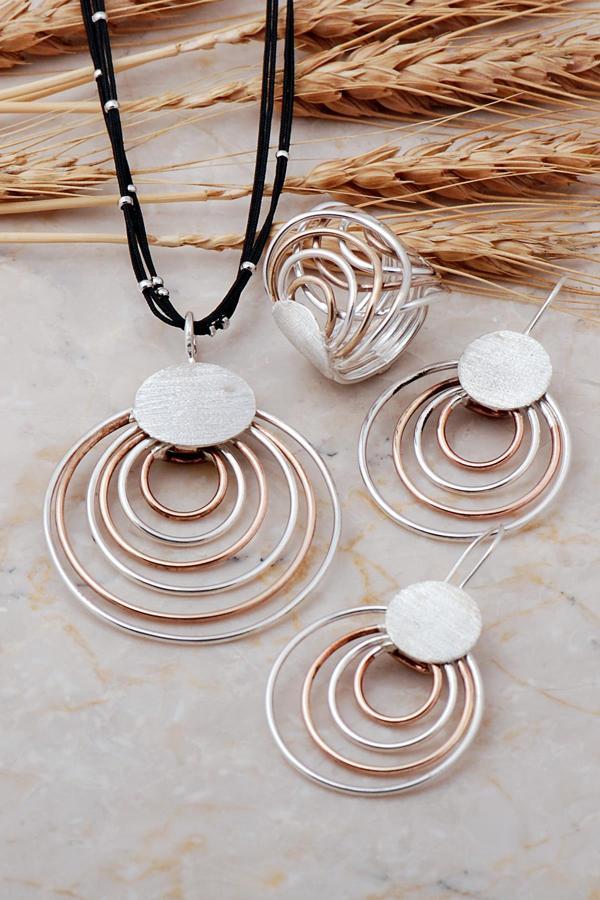 Çılgın Halkalar Rose Gümüş Tasarım Set 870 - Image 1