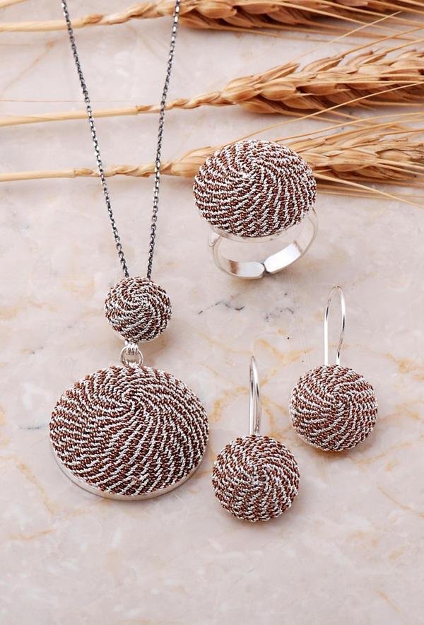 Tel Burma El Yapımı Gümüş Set 954 - Image 1