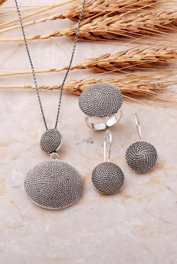 Tel Burma El Yapımı Gümüş Set 955 - Image 1