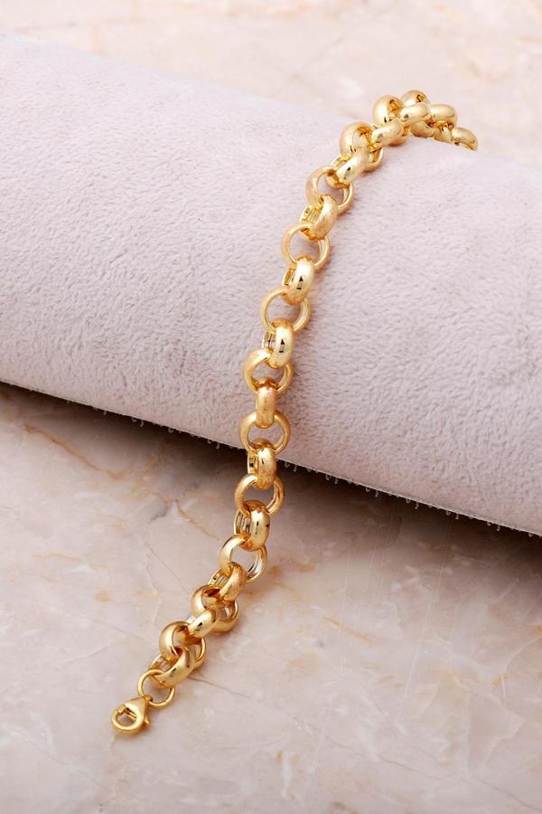 Altın Yaldızlı Doc Zincir Gümüş Bileklik 3491 - Image 1