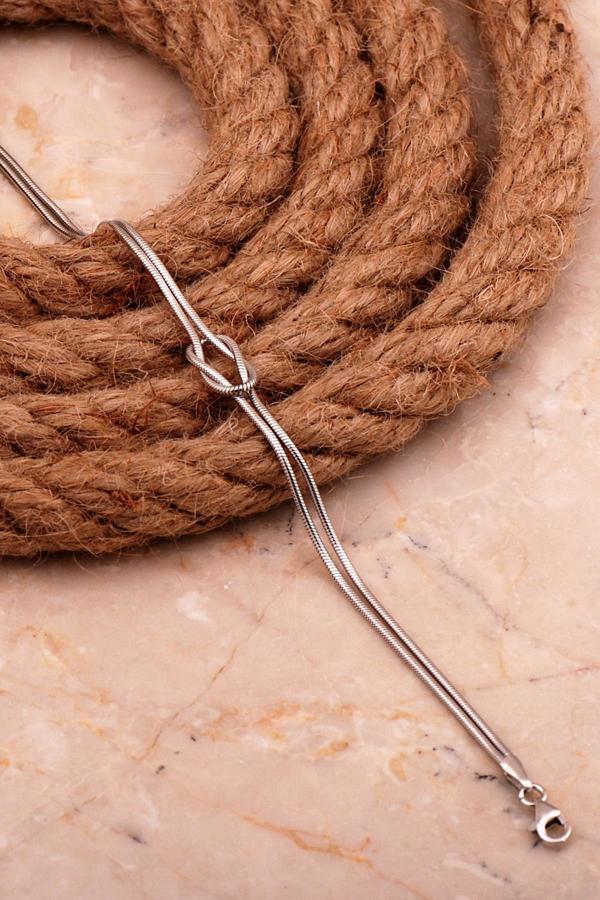 Düğüm Rodyum Kaplama Unisex Gümüş Bileklik 4439 - Image 1
