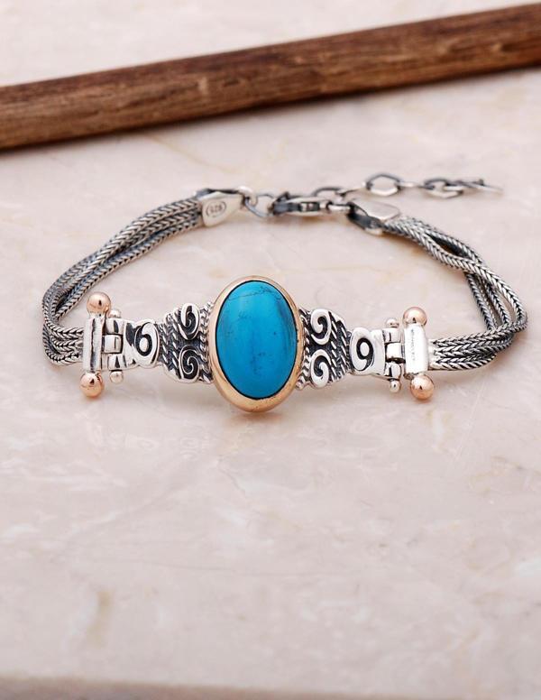 Firuze Elişi Tasarım Gümüş Bileklik 3451 - Image 1