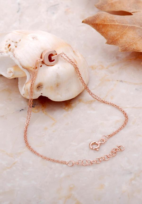 G Harfi Rose Gümüş Bileklik 4207 - Image 1