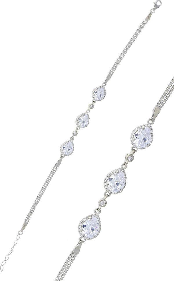 Damla Taşlı Pırlanta Montürlü Rodyumlu Gümüş Bileklik 3769 - Image 1